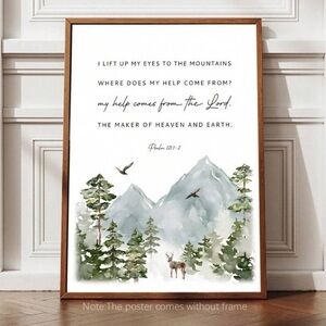 Christian Artwork, with Bible Verses Psalm 121:1-2, 8”x10”